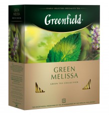 Чай Greenfield Green Melissa, зеленый в пакетиках, 100 шт.