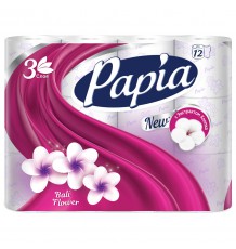 Туалетная бумага Papia Bali flower белая, трёхслойная, 12 шт