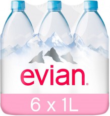 Вода Evian негазированная, ПЭТ, 1 л х 6 шт.