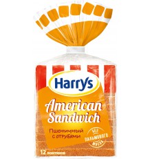 Хлеб Harrys American Sandwich нарезной с отрубями, 515 г