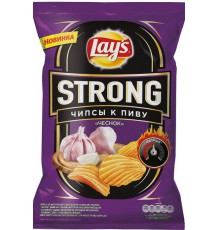 Чипсы Lay's Strong картофельные Чеснок рифленые, 145 г