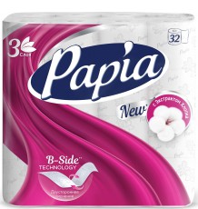 Туалетная бумага Papia белая трехслойная, 32 шт