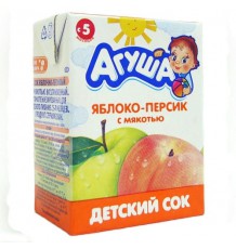 Сок Агуша Яблоко - персик с мякотью, 200 мл