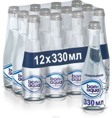 Вода питьевая Bonaqua газированная, стекло, 0,33 л х 12 шт