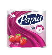 Туалетная бумага Papia Strawberry dream белая, трехслойная, 4 шт