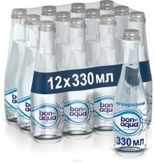 Вода питьевая Bonaqua негазированная, стекло, 0,33 л х 12 шт