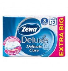 Туалетная бумага Zewa Deluxe белая, трёхслойная, 12 шт