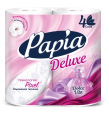 Туалетная бумага Papia Deluxe Dolce vita белая четырехслойная, 4 шт