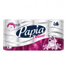 Туалетная бумага Papia Deluxe Dolce vita белая четырехслойная, 8 шт