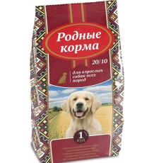 Родные Корма сухой корм для взрослых собак всех пород, 16,38 кг