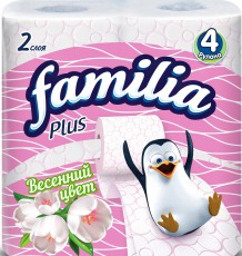Туалетная бумага Familia Plus Весенний цвет, двухслойная, 4 шт