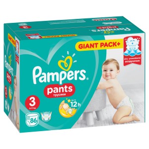 Подгузники - трусики Pampers Pants для мальчиков и девочек Midi (6-11 кг), 86 шт.