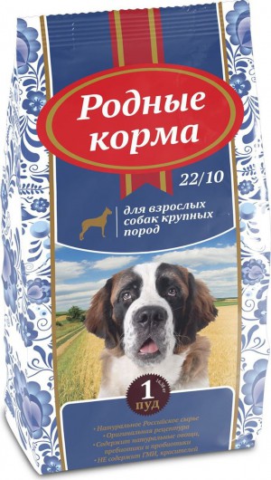 Родные Корма сухой корм для взрослых собак крупных пород, 16,38 кг