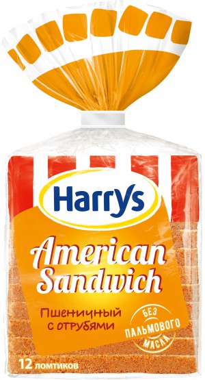 Хлеб Harrys American Sandwich нарезной с отрубями, 515 г