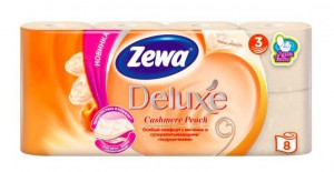 Туалетная бумага Zewa Deluxe Персик, трехслойная, 8 шт