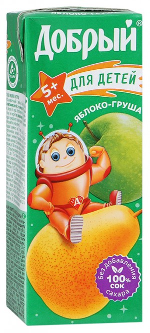 Сок Добрый для детей Яблоко - Груша, 0,2 л