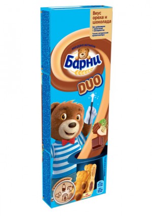 Пирожное Медвежонок Барни Duo со вкусом ореха и шоколада, 150 г