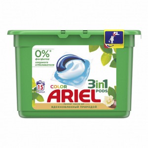 Капсулы Ariel PODS 3 в 1 Color Аромат масла ши, 15 шт.