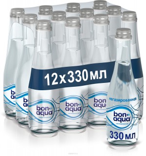 Вода питьевая Bonaqua негазированная, стекло, 0,33 л х 12 шт