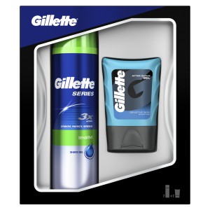 Подарочный набор GILLETTE TGS Гель для бритья 200мл+Гель после бритья 75мл Для чувствительной кожи
