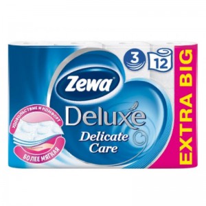 Туалетная бумага Zewa Deluxe белая, трёхслойная, 12 шт