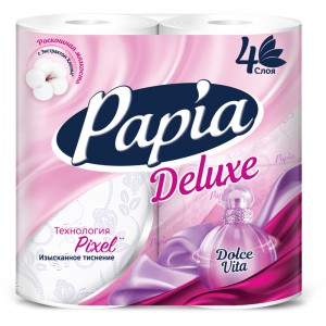 Туалетная бумага Papia Deluxe Dolce vita белая четырехслойная, 4 шт