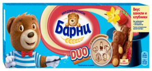 Пирожное Медвежонок Барни Duo со вкусом ванили и клубники, 150 г
