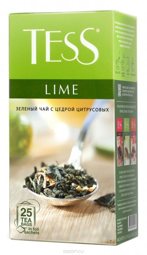 Чай Tess Lime, зеленый в пакетиках, 25 шт.