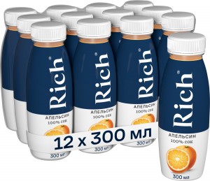 Сок Rich Изысканный Апельсин, без сахара, ПЭТ, 0,3 л х 12 шт.