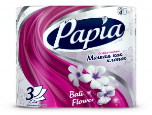Туалетная бумага Papia Bali flower белая, трёхслойная, 4 шт